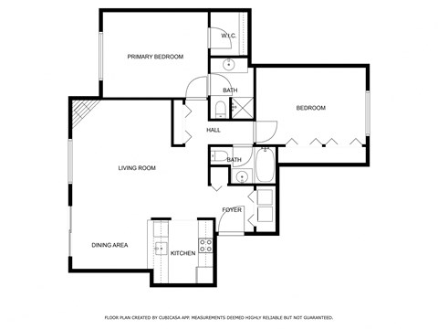 Floor plan for 2 beds, 2 baths, 1080 sqft